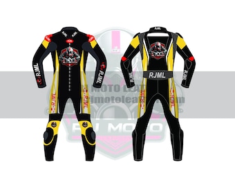 Tuta da moto personalizzata in pelle bovina / Protezioni CE, regalo per motociclisti