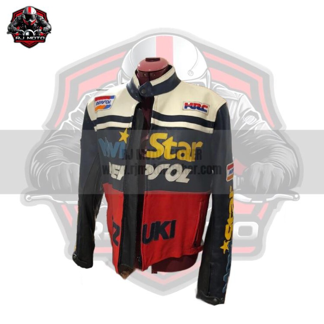 ハンドメイド風スズキレーシングレザーバイクジャケット｜90年代