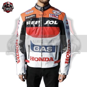 ライダースジャケット　HONDA REPSOLレプリカ Honda Repsol Motorbike Leather Jacket | Multicolor | Unisex