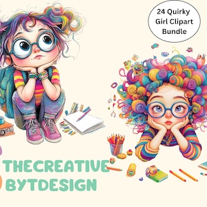 Whimsical Girl Clipart Bundle: Watercolor Dolls & Kittens (Digital Download, PNG JPG, Commercial Use)