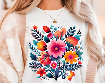 Clipart floral mexicain : Fiesta Party PNG sublimation Design (téléchargement numérique instantané)