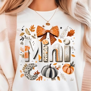 Fall Coquette Mama Mini Nana Gigi PNG: Pumpkin Autumn Design (Digital Download)