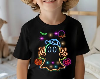 Kokette Halloween-Geist PNG: Neon-Grusel-Design für Jungen und Mädchen (Digitaler Download)