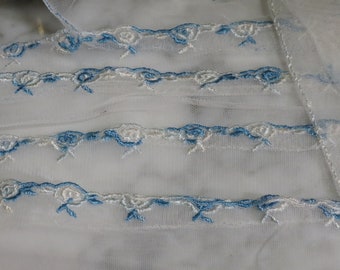 4 3/4 yards - 2" - FRENCH NEEDLERUN LACe - Victorian Net Trim - BLUE - S926b