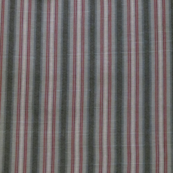 48" - Canvas Upholstery Fabric - Raymond Waites Design - Screen Print Canvas - Rust - Green - Dark Beige - Stripes