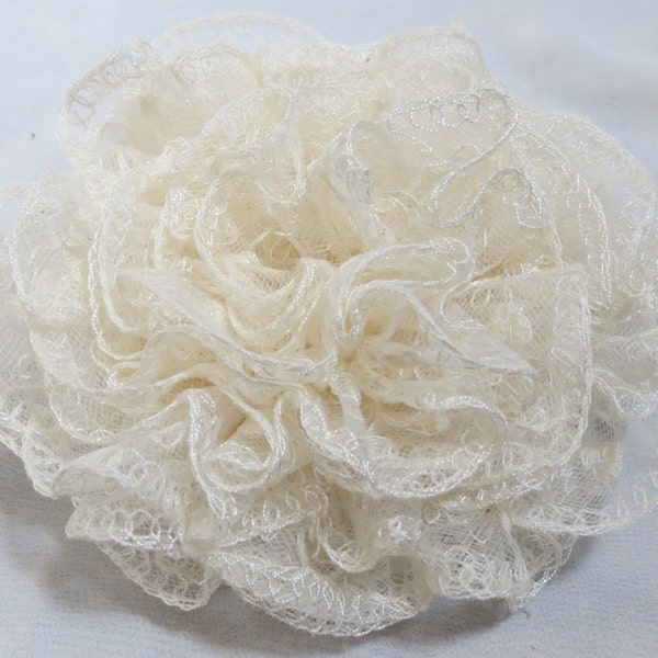 5" Diameter - X-Large Needlerun Lace Rose - ECRU