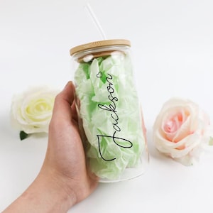 Bridesmaid Gift, Customized Glass Tumbler, Iced Coffee Tumbler, Maid Of Honor Gift, Bachelorette Party, 16oz Glass Cup, Bridesmaid Proposal