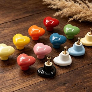 Colorful Heart Ceramic Knobs Dresser Drawer Handles Cabinet Pull Children's Room Door Knobs Handle Closet Pulls Modern Cupboard Hardware