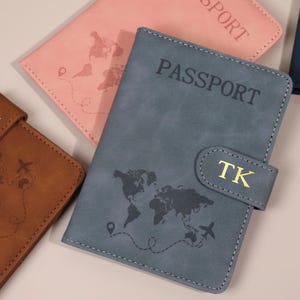 Personalized Passport Holder with Free Luggage Tag, Custom Leather RFID Passport Case, Magnetic Travel Gift Passport Cover Wallet for Women