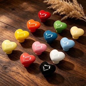 Colorful Heart Ceramic Knobs Dresser Drawer Handles Cabinet Pull Children's Room Door Knobs Handle Closet Pulls Modern Cupboard Hardware