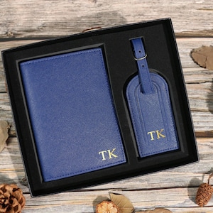 Personalized Leather Passport Holder & Luggage Tag,Custom Passport Cover,Bridal Groom Party Favors,Honeymoon gift,Travel Gifts,Gifts For Her
