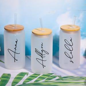 Bridesmaid Proposal, Future Mrs , Personalized Glass Tumbler, Frosted Glass Tumbler, Bamboo Lid Coffee Cup, Maid Of Honor Gifts by Bridgette