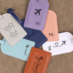 Personalized Luggage Tag Custom Leather Luggage Tags Travel Gift Bag ID Suitcase Tag Backpack Tag Gift For Couple Party Favor Gift For Her