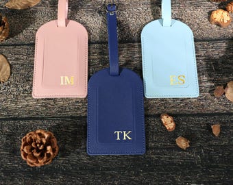Personalized Vegan Leather Luggage Tag, Engraved Monogram Luggage Tag, Custom Luggage Tag, Suitcase Tag, Wedding Party Favors, Travel Gifts