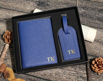 Personalized Leather Passport Holder Gift Set,Best man Bridesmaid Groomsman Gift,Wedding Travel Gift,Travel Set Accessories,Honeymoon Gift