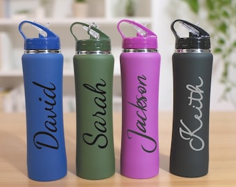 Personalized Name Water Bottle, Engraved Water Bottles With Straw, Insulated Water Bottle, Sports Water Bottle, Christmas Gift For Him/Her