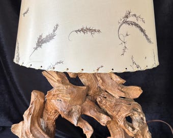 Grande lampe vintage haut de gamme en bois flotté