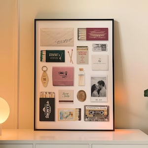 Plantilla de impresión artística de caja de cerillas personalizada, póster de caja de cerillas para imprimir por uno mismo, regalo de aniversario de 1 año para novio y novia, plantilla de Canva