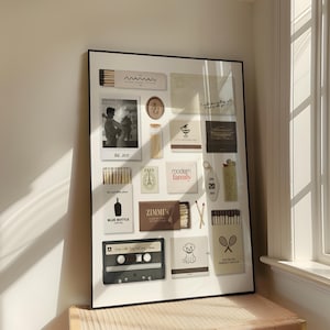 Benutzerdefinierte neutrale Streichholzbrief Kunstdruck Vorlage, druckbare DIY Streichholzbriefe Poster, Jubiläumsgeschenk für Freund und Freundin, Canva Vorlage
