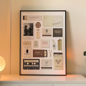 Plantilla de impresión artística de caja de cerillas personalizada, póster de caja de cerillas para imprimir por uno mismo, regalo de aniversario de 1 año para novio y novia, plantilla de Canva