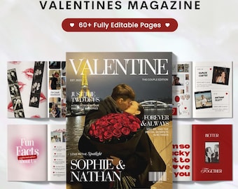 Valentine's Day Magazine Template, Personalized Valentine Gift, Custom Gift For Boyfriend And Girlfriend, Vday Couple Gift, Canva Template