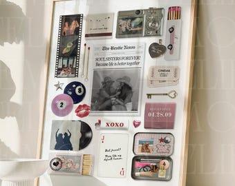 Bestie Matchbook Print Template, Custom Photo Collage Matchbox Wall Art, Sentimental Gifts For Best Friend, Canva Template, 014