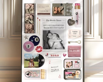 Bestie Matchbook Print Template, Custom Matchbox Wall Art, DIY Photo Collage Birthday Gift For Best Friend, Gift For Her, Canva Template