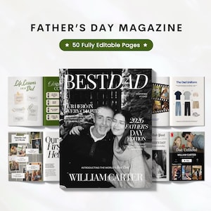 Modelo de revista para o Dia dos Pais, presente personalizado para o papai, presentes para o Dia dos Pais, modelo de revista editável no Canva, 023