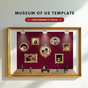 Museum Of Us Wall Art Template, Printable Couple Collage Museum Poster, 1 Year Anniversary Gift For Him and Her, Canva Template
