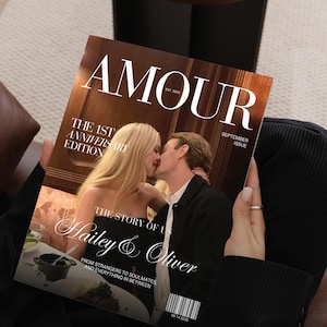 Canva Couple Magazine Template, Personalized One Year Anniversary Gift For Boyfriend and Girlfriend, Gifts For Him And Her image 2