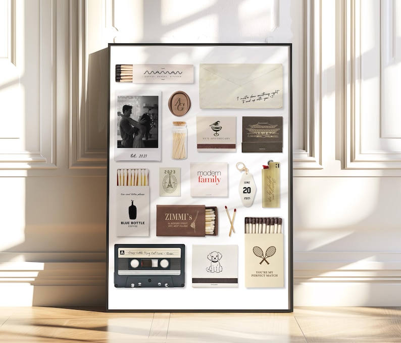 Modelo personalizado para impressão de arte em caixa de fósforos neutra, pôster de caixa de fósforos para imprimir, presente de aniversário para namorado e namorada, modelo do Canva imagem 9