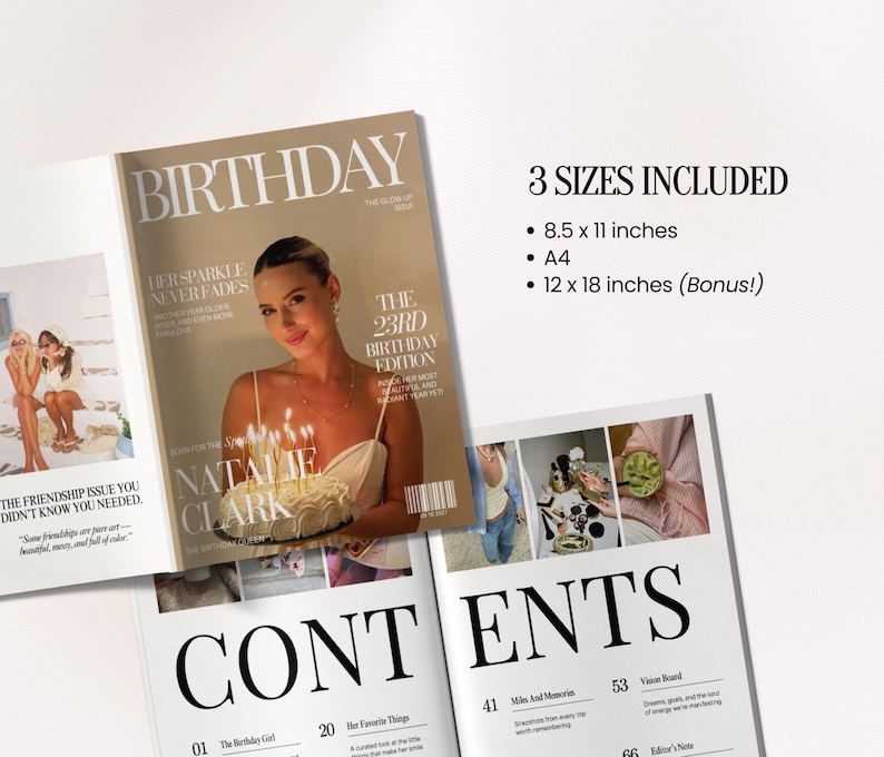 Birthday Magazine Bestie Gift Template, Custom Birthday Gift For Girl Best Friend, Birthday Keepsake Gift For Her, Canva Template, 009 image 6
