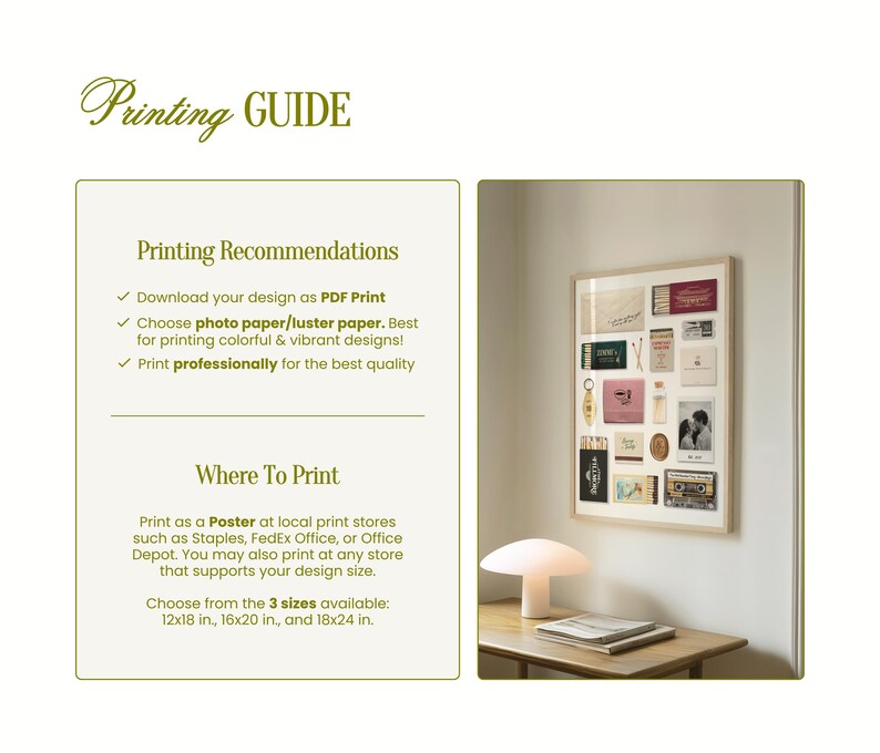 Custom Matchbook Poster Art Print Template, Printable DIY Matchbooks Print, Valentines Wall Art Gift For Him, Canva Template image 11