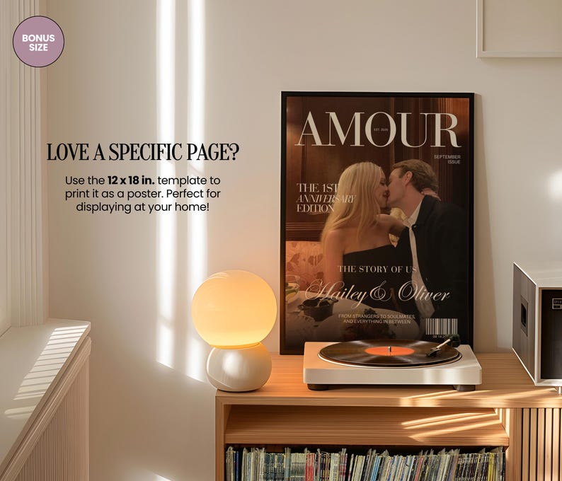 Canva Couple Magazine Template, Personalized One Year Anniversary Gift For Boyfriend and Girlfriend, Gifts For Him And Her image 13
