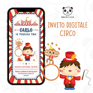 Invito digitale compleanno tema circo bambino e bambina | Mago, Dumbo Circus | Personalizzato PNG | WhatsApp | colorato e allegro