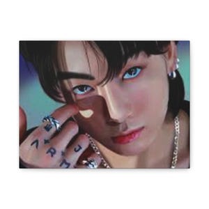 Canvas Art, Bts Jungkook Artwork, Stretched Matte Canvas Print, 1 25&quot;, Wall Decor, Kpop Fan Gift, Room Decor, Music Fan Art, Home Decor