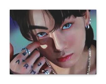 Canvas Art, Bts Jungkook Artwork, Stretched Matte Canvas Print, 1 25", Wall Decor, Kpop Fan Gift, Room Decor, Music Fan Art, Home Decor
