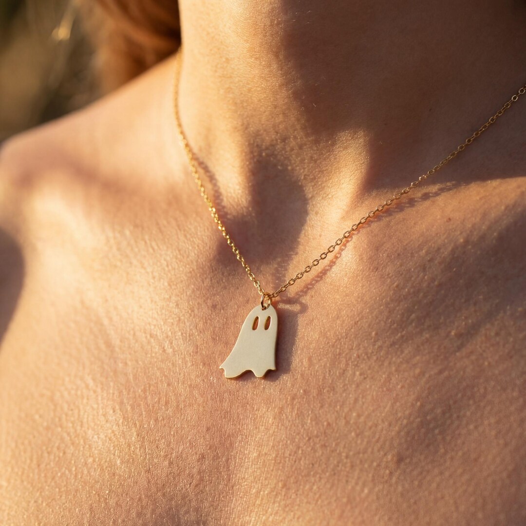 14K Gold Plated Ghost Necklace - 925K Sterling Silver - Etsy