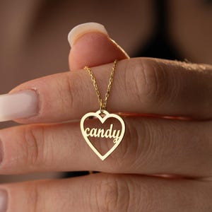 Personalized Heart Name Necklace – Custom Gold Necklace - Mothers Necklace - Children Name Necklace - Meaningful Gift for Mom - Gift for Her