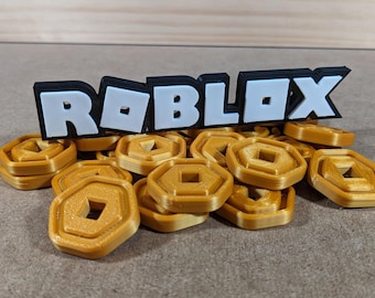 Robux Roblox Coins - Gold - Double Sided 3D Printed Replica Party Favors Toy Props