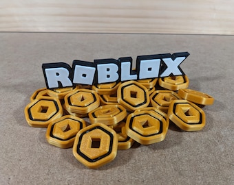 Robux Roblox-munten - goud met zwarte inleg - dubbelzijdige 3D-geprinte replica feestartikelen speelgoedrekwisieten