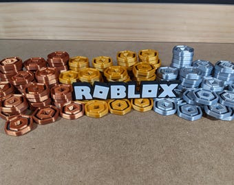 Robux Roblox-munten - gemengde kleurenvolgorde - dubbelzijdige 3D-geprinte replica feestartikelen speelgoedrekwisieten