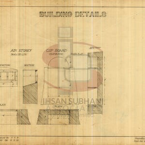1950s Technical Building Detail Sheet, Hand Drawn Architectural Blueprint, Construction Study Wall Art