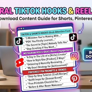 100 Viral Hooks for TikTok, Reels, Shorts & Pinterest, Instant Download