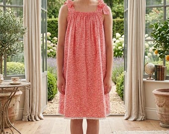 Nachthemd van katoen en viscose – Perfect voor de zomer. Eén maat, geschikt voor S/M/L/XL, lengte 90 cm.