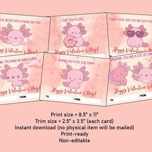 Axolotl Valentine&#39;s Day Cards - Printables (6 Designs)
