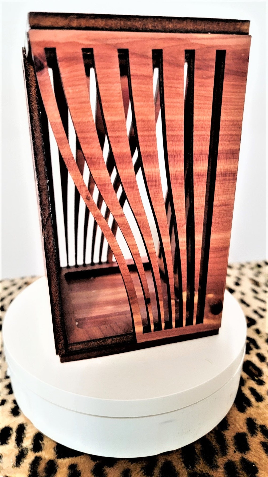 Laser cut pencil holder Cedar wood OR Walnut wood flower vase Etsy