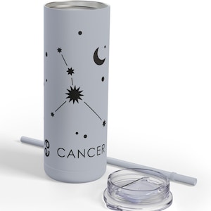 Cancer Zodiac Tumbler - Personalized Matte Drinkware Astrology Lovers, 20oz Astro Mug, Celestial Barware, Gift for Birthdays, Horoscope