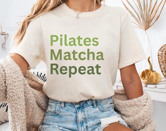 Pilates and Matcha Graphic Tee, Comfort Colors Workout Shirt