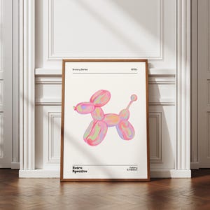 Balloon dog art, Retro abstract colorful gradient poster, Pastel Print, Aesthetic print, Vintage euphoria print, Trendy holographic wall art